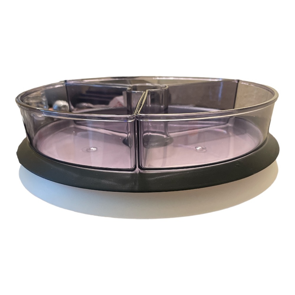 Lazy Susan Grey Organizer with 3 Removable Storage Bins